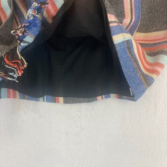 Guess Silas Woven Mini Skirt Womens Size 0 Striped Boho Multicolor Belted Fringe - Picture 6 of 9